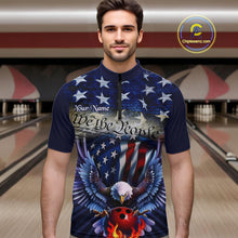 Load image into Gallery viewer, Customized Eagle Bowling Shirt Patriotic Polo Bowling Jersey For Men US Bowling | Blue IPHW7110