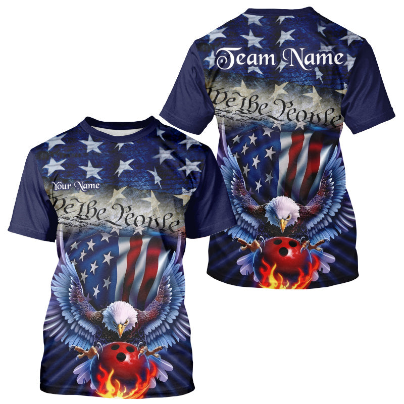Customized Blue Eagle Bowling Patriotic T-Shirts Bowling Jersey For Men US Bowling IPHW7110