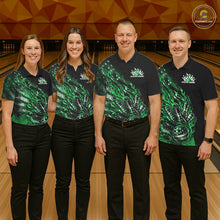 Load image into Gallery viewer, Custom Patriotic Green Flame Bowling Shirts, US Flag Bowling Team Jerseys Freedom 4Th Of July Bowling Shirt IPHW10435