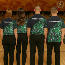 Load image into Gallery viewer, Custom Patriotic Green Flame Bowling Shirts, US Flag Bowling Team Jerseys Freedom 4Th Of July Bowling Shirt IPHW10435