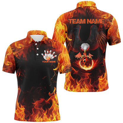 Flame Eagle Bowling Team Shirts For Men, Fire Custom Bowling Uniforms Outfit Bowling IPHW7116
