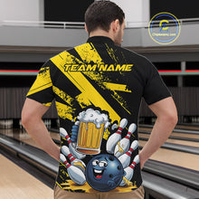 Load image into Gallery viewer, Custom Grunge Yellow Funny Bowling And Beer Quarter-Zip Shirts For Men, Bowling Team Outfit IPHW9831