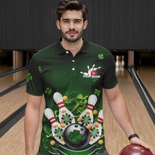 Load image into Gallery viewer, Custom Green St Patrick'S Day Bowling Polo Shirts For Men, Saint Patrick Team Bowling Outfits IPHW8374