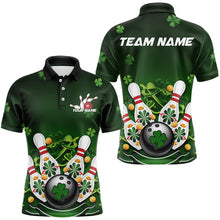 Load image into Gallery viewer, Custom Green St Patrick'S Day Bowling Polo Shirts For Men, Saint Patrick Team Bowling Outfits IPHW8374