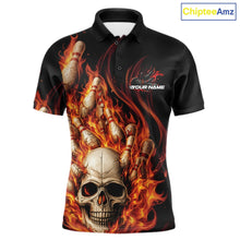 Load image into Gallery viewer, Custom Multi Styles Flame Skull Halloween Bowling Team Shirts, Fire Bowling Tournament Shirt Bowling Jerseys IPHW10438