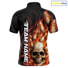 Load image into Gallery viewer, Custom Multi Styles Flame Skull Halloween Bowling Team Shirts, Fire Bowling Tournament Shirt Bowling Jerseys IPHW10438