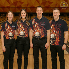 Load image into Gallery viewer, Custom Multi Styles Flame Skull Halloween Bowling Team Shirts, Fire Bowling Tournament Shirt Bowling Jerseys IPHW10438