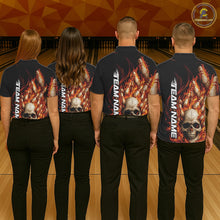 Load image into Gallery viewer, Custom Multi Styles Flame Skull Halloween Bowling Team Shirts, Fire Bowling Tournament Shirt Bowling Jerseys IPHW10438