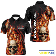 Load image into Gallery viewer, Custom Multi Styles Flame Skull Halloween Bowling Team Shirts, Fire Bowling Tournament Shirt Bowling Jerseys IPHW10438