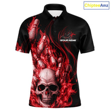 Load image into Gallery viewer, Custom Multi Styles Red Flame Skull Halloween Bowling Team Shirts, Bowling Tournament Shirt Bowling Jersey IPHW10439