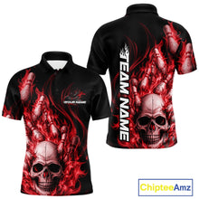 Load image into Gallery viewer, Custom Multi Styles Red Flame Skull Halloween Bowling Team Shirts, Bowling Tournament Shirt Bowling Jersey IPHW10439