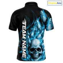 Load image into Gallery viewer, Custom Multi Styles Blue Flame Skull Halloween Bowling Team Shirts, Bowling Tournament Shirt Bowling Jersey IPHW10440