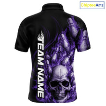 Load image into Gallery viewer, Custom Multi Styles Purple Flame Skull Halloween Bowling Team Shirts, Bowling Tournament Shirt Bowling Jersey IPHW10441