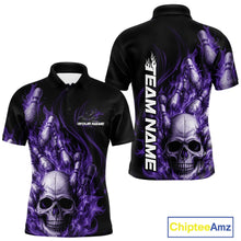 Load image into Gallery viewer, Custom Multi Styles Purple Flame Skull Halloween Bowling Team Shirts, Bowling Tournament Shirt Bowling Jersey IPHW10441