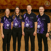 Load image into Gallery viewer, Custom Multi Styles Purple Flame Skull Halloween Bowling Team Shirts, Bowling Tournament Shirt Bowling Jersey IPHW10441