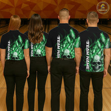 Load image into Gallery viewer, Custom Multi Styles Green Flame Skull Halloween Bowling Team Shirts, Bowling Tournament Shirt Bowling Jersey IPHW10442