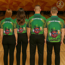 Load image into Gallery viewer, Custom Funny Leprechaun Bowling Ball And Beer St Patricks Day Bowling Shirts, Celtic Bowling Tournament Outfit IPHW10444