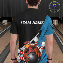 Load image into Gallery viewer, Black And Blue Custom Funny Turkey Thanksgiving Bowling Team Polo Shirts For Men IPHW8878
