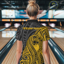 Load image into Gallery viewer, Custom Black And Yellow Maori Style Koru Spiral Tribal Women Bowling Polo Team Shirt IPHW10953