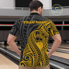 Load image into Gallery viewer, Custom Black And Yellow Maori Style Koru Spiral Tribal Men Bowling Quarter-Zip Team Shirt IPHW10953
