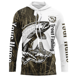 Custom Trout Fishing Long Sleeve Tournament Shirts, Trout Fishing League Shirt | Grass Camo IPHW6387