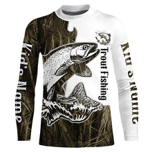 Load image into Gallery viewer, Custom Trout Fishing Long Sleeve Tournament Shirts, Trout Fishing League Shirt | Grass Camo IPHW6387