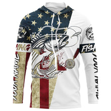 Load image into Gallery viewer, American Flag Custom Striped Bass Fishing Long Sleeve Shirts, Patriotic Stripper Fishing Jerseys IPHW6394