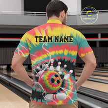 Load image into Gallery viewer, Custom Colorful Tie Dye Bowling Quarter-Zip Shirts For Men, Rainbow Bowling Outfit IPHW9115