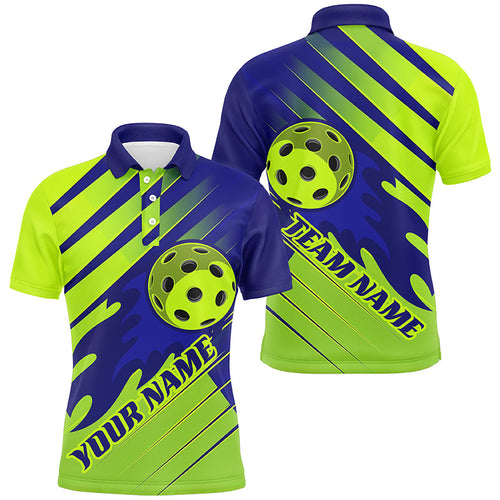 Blue And Green Custom Flame Ball Pickleball Shirts For Men, Personalized Pickleball Team Uniform IPHW7454