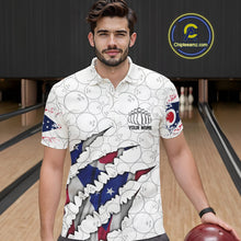 Load image into Gallery viewer, Custom Ohio Flag Bowling Team Polo Shirts For Men, Ohio Bowling League Shirt IPHW9835