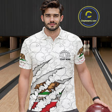 Load image into Gallery viewer, Custom California Flag Bowling Team Polo Shirts For Men, California Bowling League Shirt IPHW9836