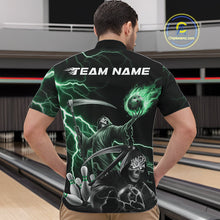 Load image into Gallery viewer, Custom Green Lightning Grim Reaper Skull Bowling Men Quarter-Zip Shirt, Halloween Outfit IPHW9850