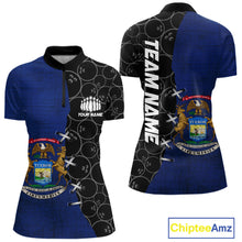 Load image into Gallery viewer, Michigan Flag Custom Bowling Team Shirts For Women, Patriotic Bowling League Shirt IPHW10717