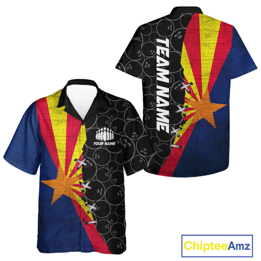 Arizona Flag Custom Bowling Team Shirts For Men And Women, Patriotic Bowling League Shirt IPHW10718