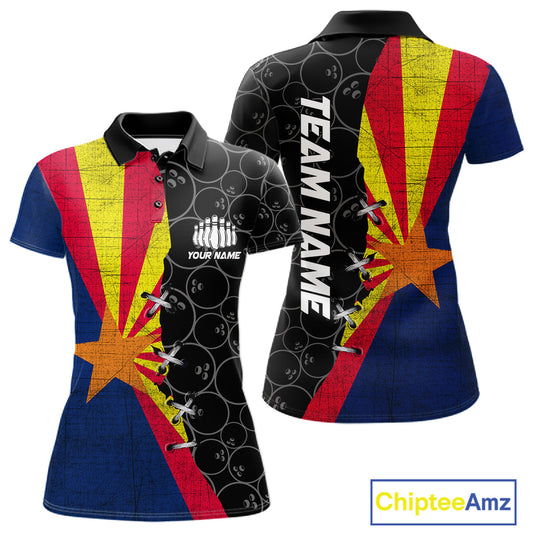 Arizona Flag Custom Bowling Team Shirts For Women, Patriotic Bowling League Shirt IPHW10718