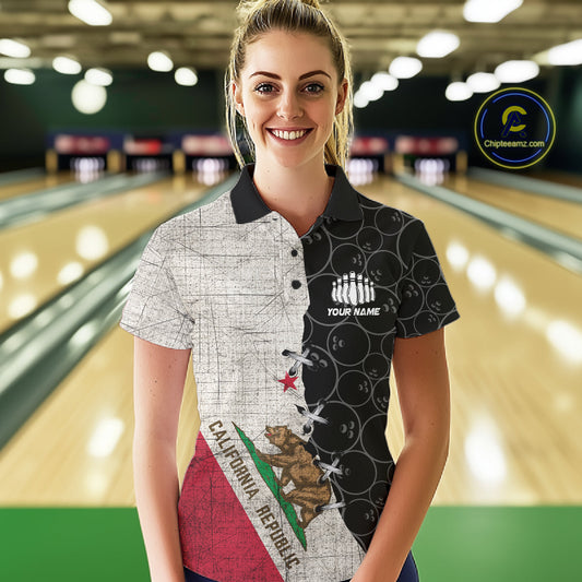 California Flag Custom Bowling Team Shirts For Women, Patriotic Bowling League Shirt IPHW10721