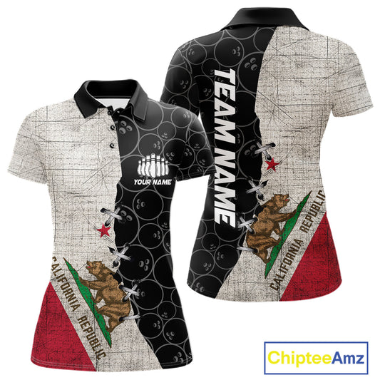 California Flag Custom Bowling Team Shirts For Women, Patriotic Bowling League Shirt IPHW10721