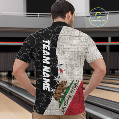 California Flag Custom Bowling Team Shirts For Men, Patriotic Bowling League Shirt IPHW10721