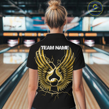 Load image into Gallery viewer, Custom Yellow Lightning Bowling Ball With Wings Bowling Women Team Shirt, Bowling Jersey IPHW10732