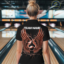 Load image into Gallery viewer, Custom Orange Lightning Bowling Ball With Wings Bowling Women Team Shirt, Bowling Jersey IPHW10733