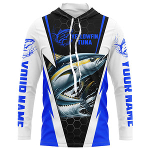 Custom Yellowfin Tuna Fishing Jerseys, Tuna Long Sleeve Performance Fishing League Shirts | Blue IPHW6400