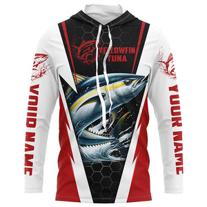 Custom Yellowfin Tuna Fishing Jerseys, Tuna Long Sleeve Performance Fishing League Shirts | Red IPHW6402