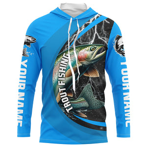 Custom Rainbow Trout Fishing Jerseys, Trout Fly Fishing Long Sleeve Tournament Shirts |Water Blue IPHW6421