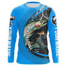 Load image into Gallery viewer, Custom Rainbow Trout Fishing Jerseys, Trout Fly Fishing Long Sleeve Tournament Shirts |Water Blue IPHW6421