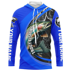 Custom Rainbow Trout Fishing Jerseys, Trout Fly Fishing Long Sleeve Tournament Shirts |Royal Blue IPHW6422
