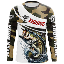 Load image into Gallery viewer, Custom Bass Long Sleeve Fishing Shirts, Personalized Bass Fishing Jerseys Camouflage IPHW6795