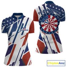 Load image into Gallery viewer, Custom Red, White And Blue Patriotic Dart Jerseys, US Flag Dart Women Quarter-Zip Shirt IPHW9694