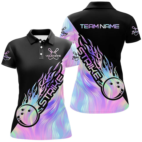 Strike Bowling Polo Shirts For Women, Custom Bowling Team Shirts Bowler Outfit IPHW5242