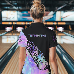 Strike Bowling Polo Shirts For Women, Custom Bowling Team Shirts Bowler Outfit IPHW5242