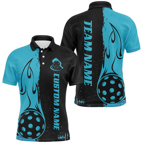 Black And Blue Custom Flame Pickleball Shirts For Men, Pickleball Team Shirt Pickleball Outfit IPHW7456